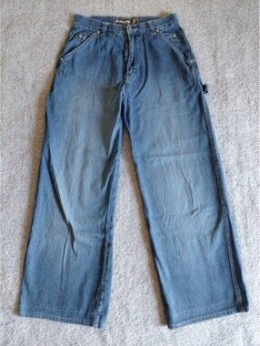 Y2K Plugg Jeans Womens 16 Baggy Carpenter Wide Leg Light Blue Denim
